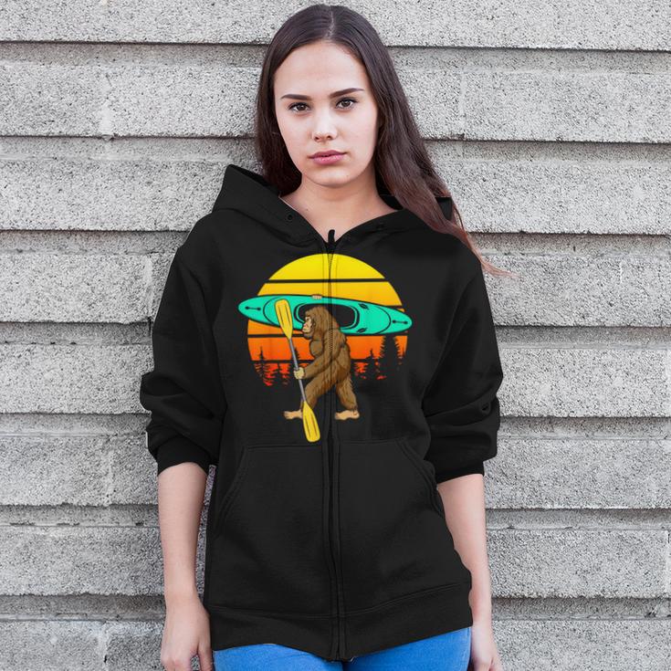 Bigfoot Kayak Paddling Lake Rafts Inflatable Canoe Sasquatch Zip Up Hoodie Bigfoot Kayak Paddling Lake Rafts Inflatable Canoe Sasquatch Zip Up Hoodie