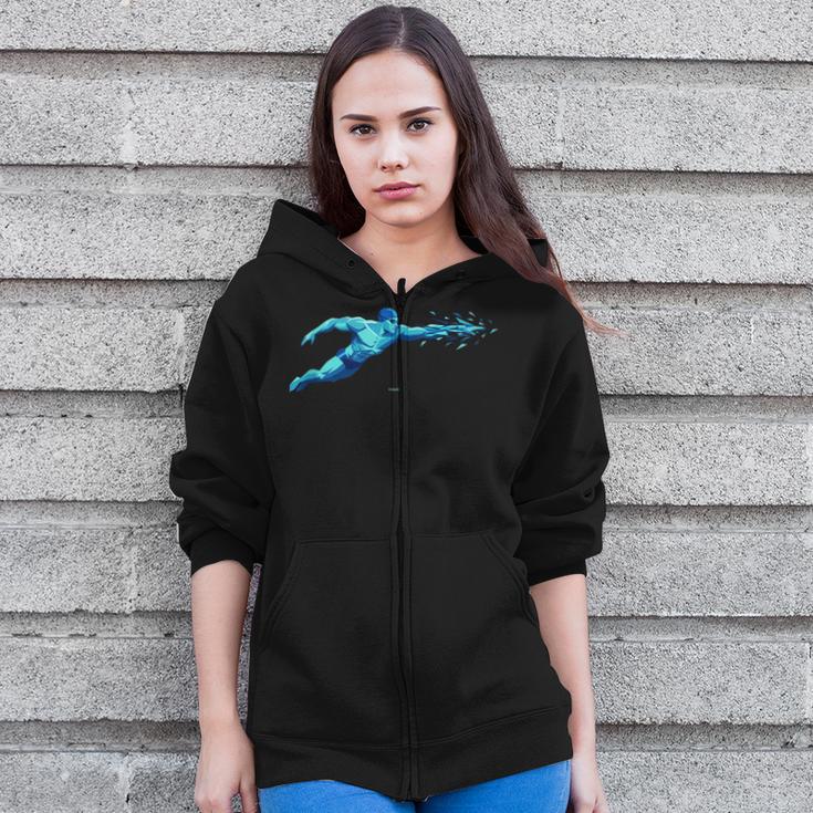 Blue Water Swimming In Freestyle Stroke Zip Up Hoodie Blue Water Swimming In Freestyle Stroke Zip Up Hoodie