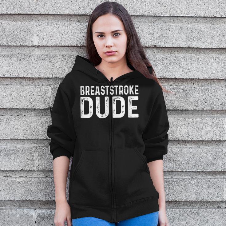 Breaststroke Swimming Dude Distressed Swim Swimmer Pool Zip Up Hoodie