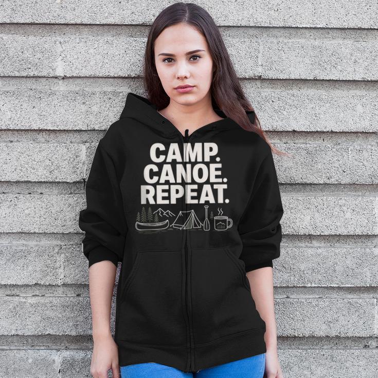 Camp Canoe Repeat Outdoor Adventure Zip Up Hoodie