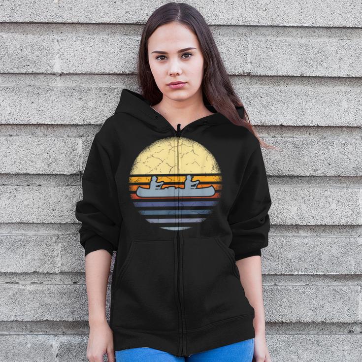Canoe Canoeing Vintage Sunset Zip Up Hoodie