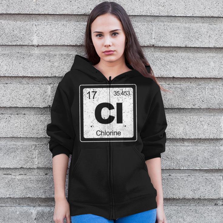 Chlorine Periodic Table Symbol Chemistry Swimming Dive Zip Up Hoodie Chlorine Periodic Table Symbol Chemistry Swimming Dive Zip Up Hoodie