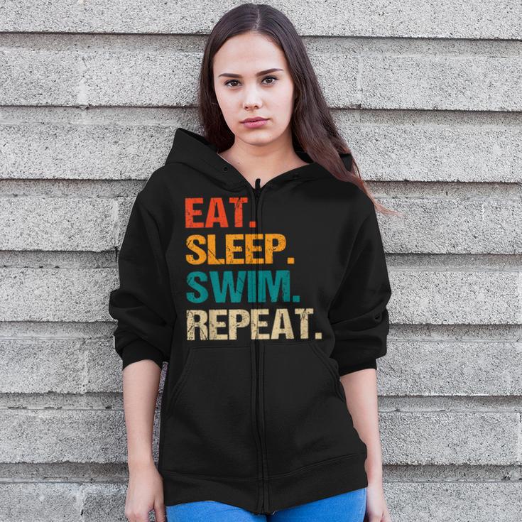 Eat Sleep Swim Repeat Pool Swimmer Water Polo Swimming Zip Up Hoodie Eat Sleep Swim Repeat Pool Swimmer Water Polo Swimming Zip Up Hoodie