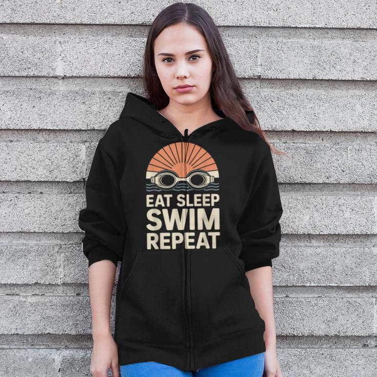Eat Sleep Swim Repeat Swimmer Swimming Zip Up Hoodie Eat Sleep Swim Repeat Swimmer Swimming Zip Up Hoodie