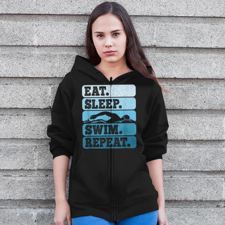 Eat Sleep Swim Vintage Swimming Lover Swimmer Men Women Zip Up Hoodie Eat Sleep Swim Vintage Swimming Lover Swimmer Men Women Zip Up Hoodie