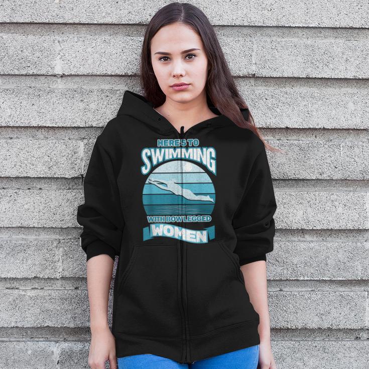 Here's To Swimming With Bow Legged Women Distressed Look Zip Up Hoodie Here's To Swimming With Bow Legged Women Distressed Look Zip Up Hoodie