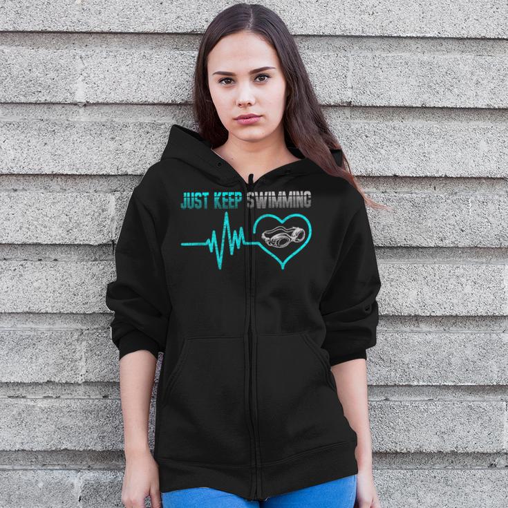 Just Keep Swimming For Swimmers Divers Diving Retro Zip Up Hoodie Just Keep Swimming For Swimmers Divers Diving Retro Zip Up Hoodie