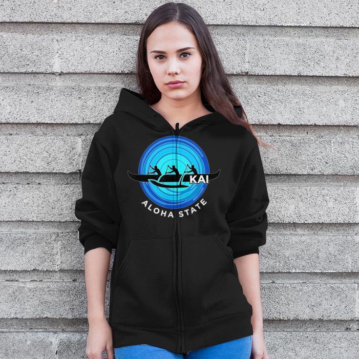 Kai Outrigger Canoe Hawaii Aloha State Paddling Retro Zip Up Hoodie Kai Outrigger Canoe Hawaii Aloha State Paddling Retro Zip Up Hoodie