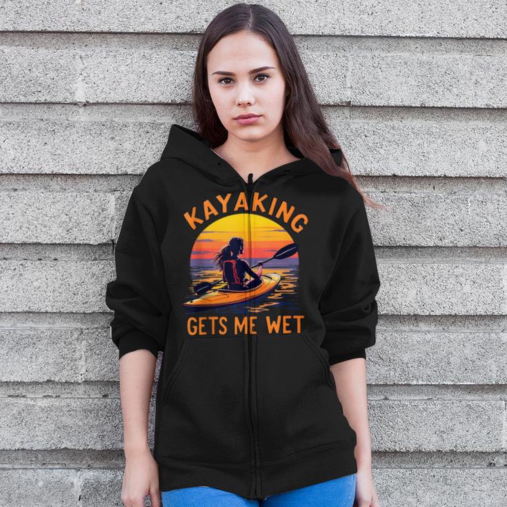 Kayaking Gets Me Wet Kayak Paddling Canoe Adult Joke Sleeveless Zip Up Hoodie