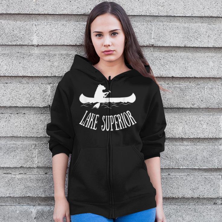 Lake Superior Bear Canoe Upper Peninsula For Yooper Zip Up Hoodie