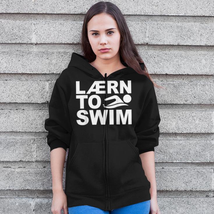 Learn To Swim Swimming Graphic Zip Up Hoodie Learn To Swim Swimming Graphic Zip Up Hoodie