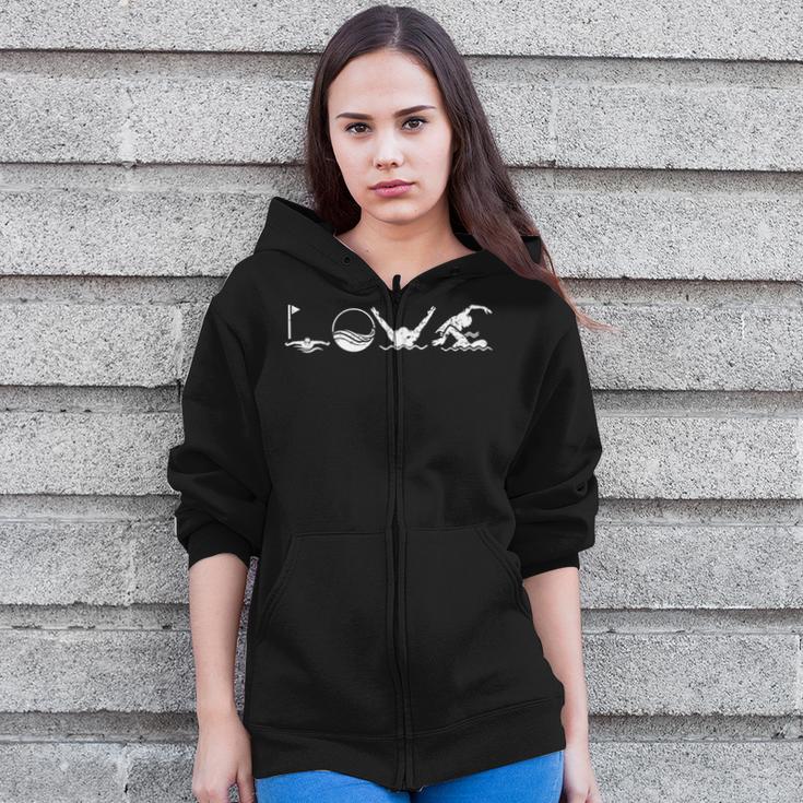 LOVE Swimming Practice Freestyle BreaststrokeShirt Zip Up Hoodie