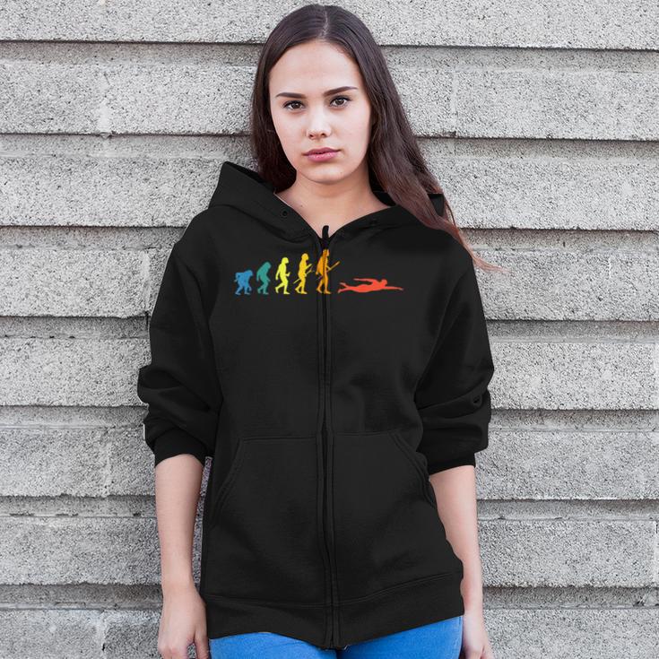 Retro Swimming Evolution For Swimmers Summer Water Lovers Zip Up Hoodie Retro Swimming Evolution For Swimmers Summer Water Lovers Zip Up Hoodie