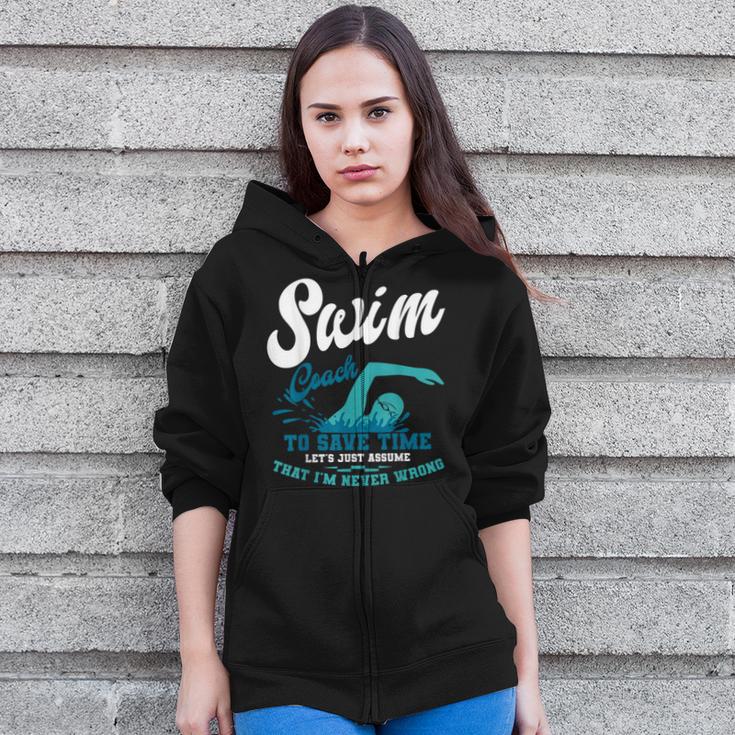 Swim Coach Swimming Lesson Sport Professional Instructor Zip Up Hoodie