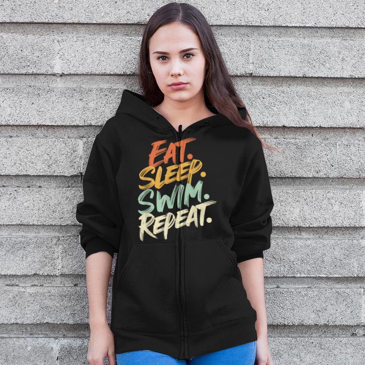 Swimmer Eat Sleep Swim Repeat I Swimming Zip Up Hoodie