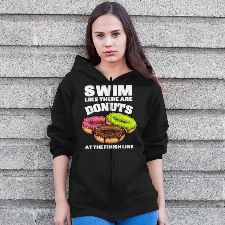 Swimming Donut Men Women Swimmer Sports Athlete Zip Up Hoodie