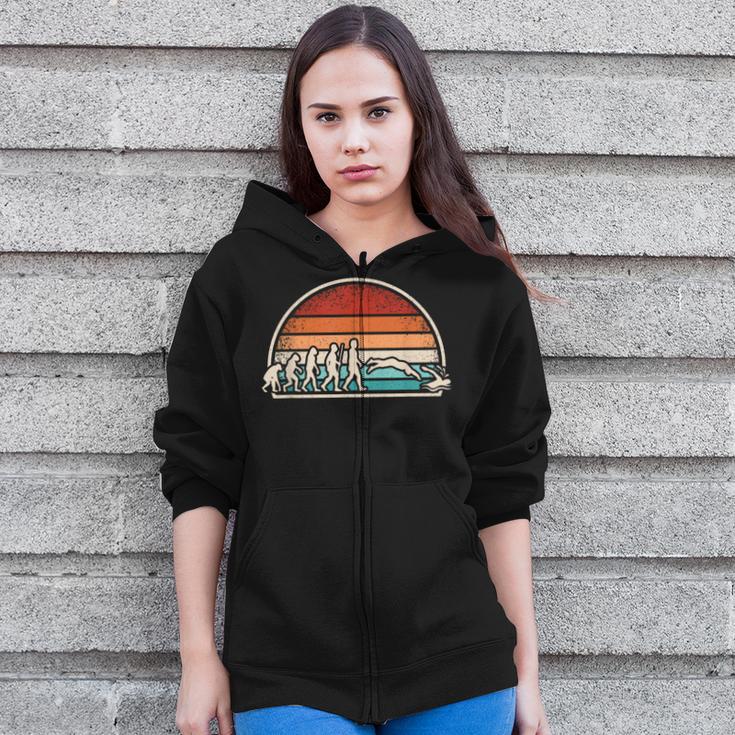Swimming Evolution Retro Swim Swimmer Men Women Zip Up Hoodie Swimming Evolution Retro Swim Swimmer Men Women Zip Up Hoodie