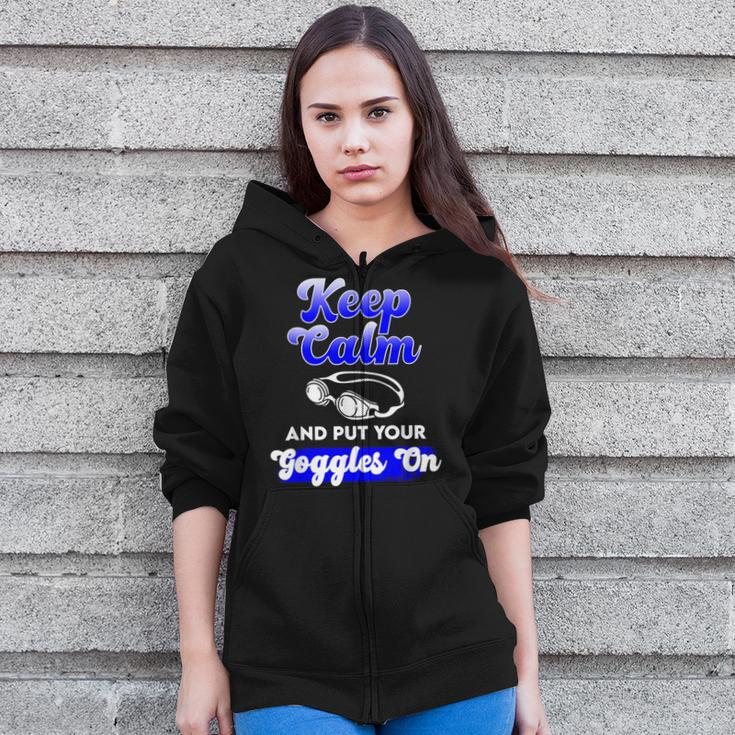 Swimming Goggles Saying Swim Team Gear Zip Up Hoodie