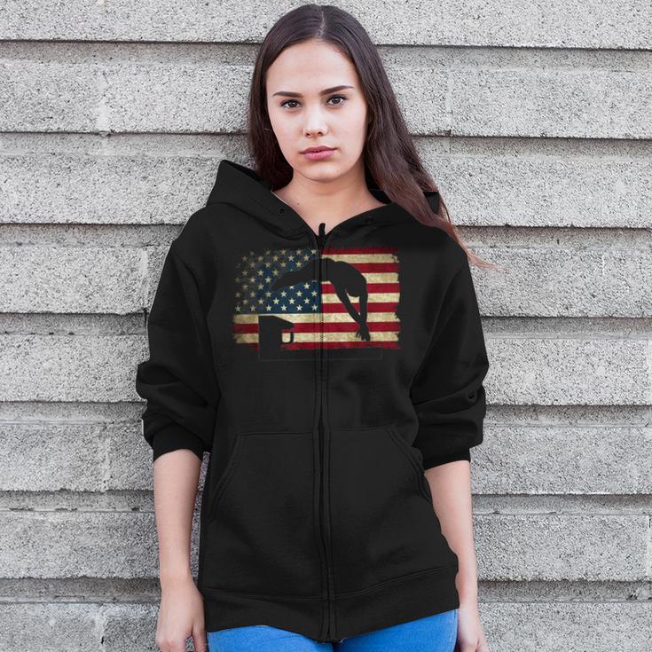 Swimming Swim Team Distressed American Flag USA Swimmer Zip Up Hoodie Swimming Swim Team Distressed American Flag USA Swimmer Zip Up Hoodie