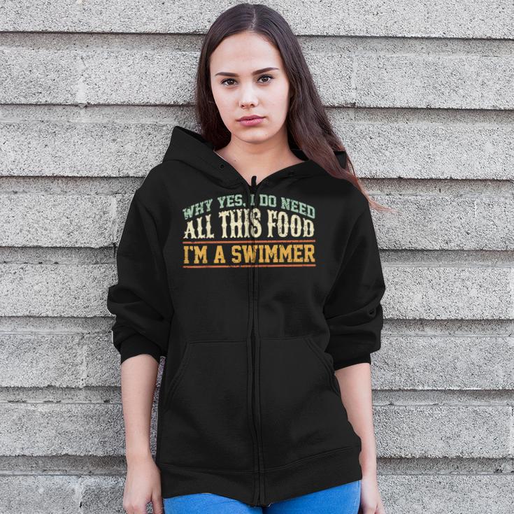 Swimming Swimmer Eating Swim Zip Up Hoodie