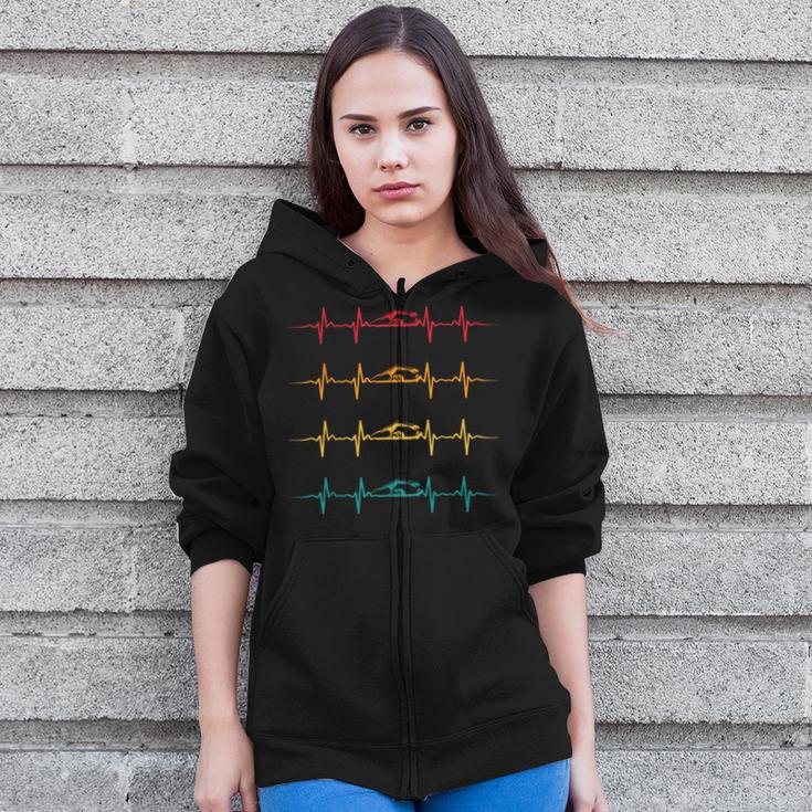 Swimming Swimmer Heartbeat Vintage Men Boys Women Swim Lover Zip Up Hoodie