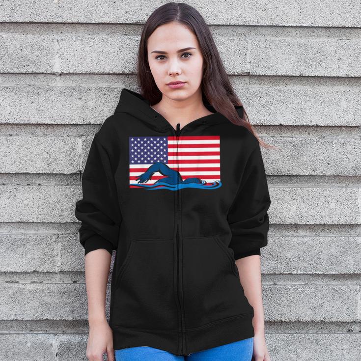 USA Flag Swimmer Swimming Sport Athlete Swim Swimming Zip Up Hoodie USA Flag Swimmer Swimming Sport Athlete Swim Swimming Zip Up Hoodie
