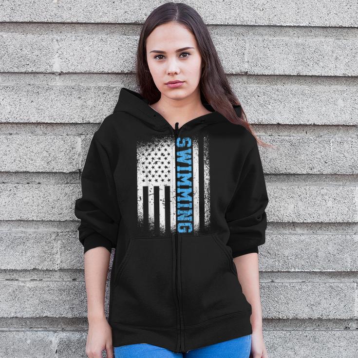 USA Flag Swimming Swim American Swimmer Zip Up Hoodie USA Flag Swimming Swim American Swimmer Zip Up Hoodie