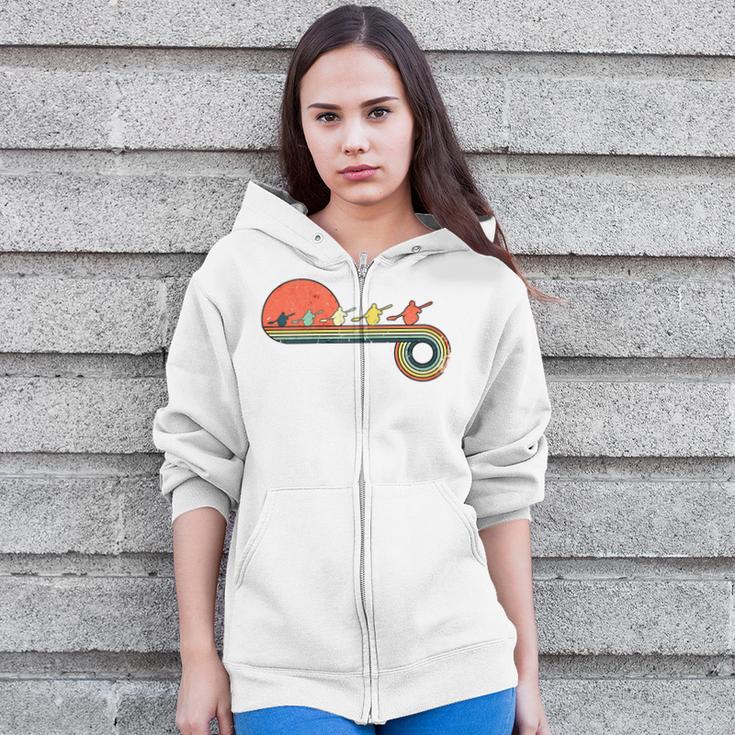 Canoe Retro Vintage Sunset Rainbow Raglan Baseball Tee Zip Up Hoodie