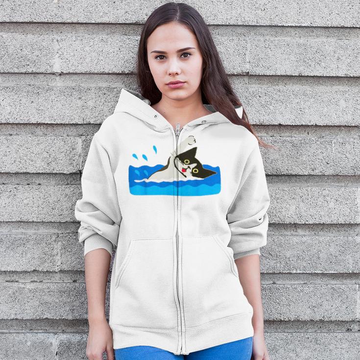 Cat Swimming Pool Zip Up Hoodie Cat Swimming Pool Zip Up Hoodie