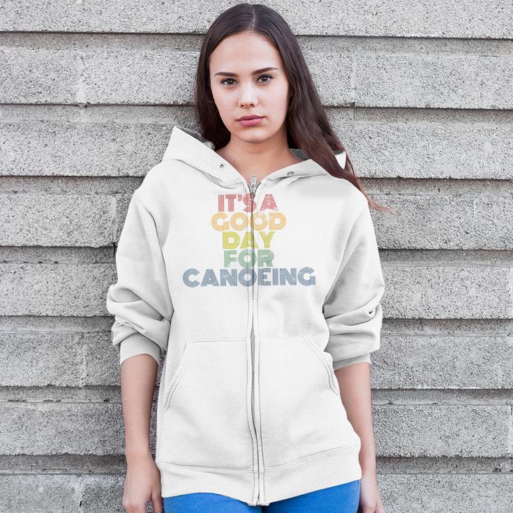 It's A Good Day For Canoeing Retro 70s Vintage Distressed Raglan Baseball Tee Zip Up Hoodie