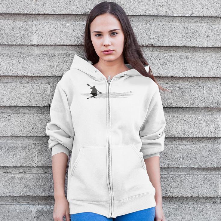 Kayaking Graphic Kayak Figure Kayaker Canoe Paddling Zip Up Hoodie