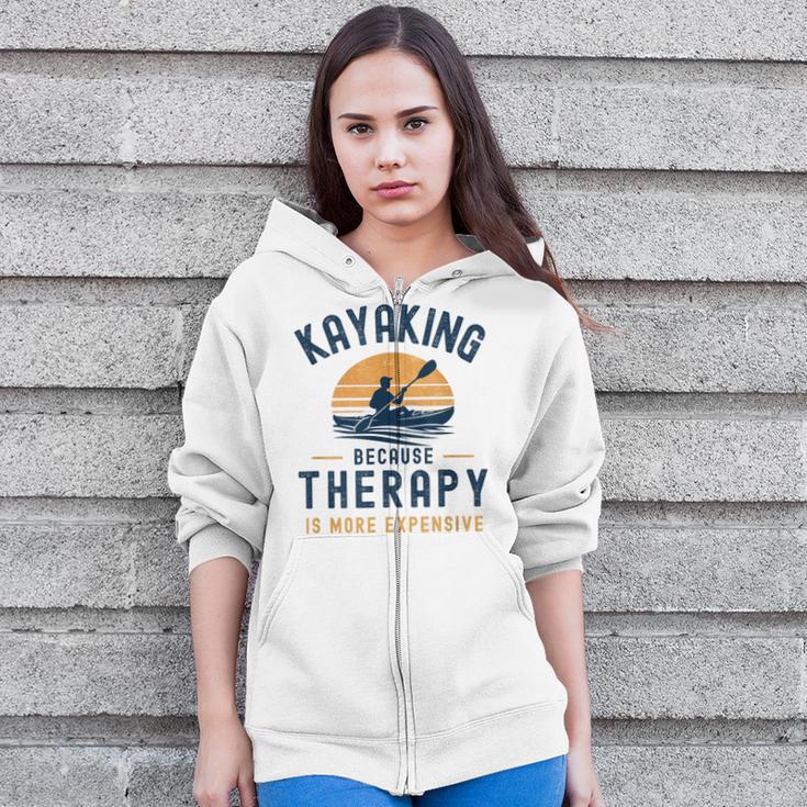 Kayaking Therapy Kayaker Canoe Paddle Lake River Zip Up Hoodie Kayaking Therapy Kayaker Canoe Paddle Lake River Zip Up Hoodie