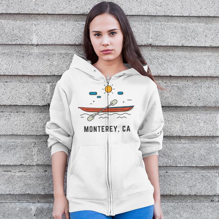 Monterey California Kayak Canoe Paddling Outdoor Zip Up Hoodie Monterey California Kayak Canoe Paddling Outdoor Zip Up Hoodie