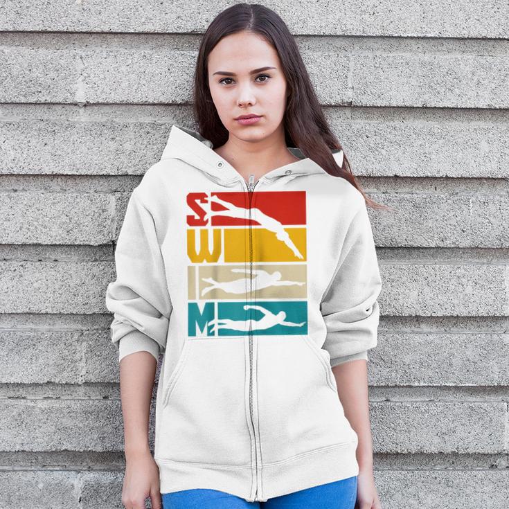 Swim Swimming Vintage Retro Swimmer Raglan Baseball Tee Zip Up Hoodie Swim Swimming Vintage Retro Swimmer Raglan Baseball Tee Zip Up Hoodie