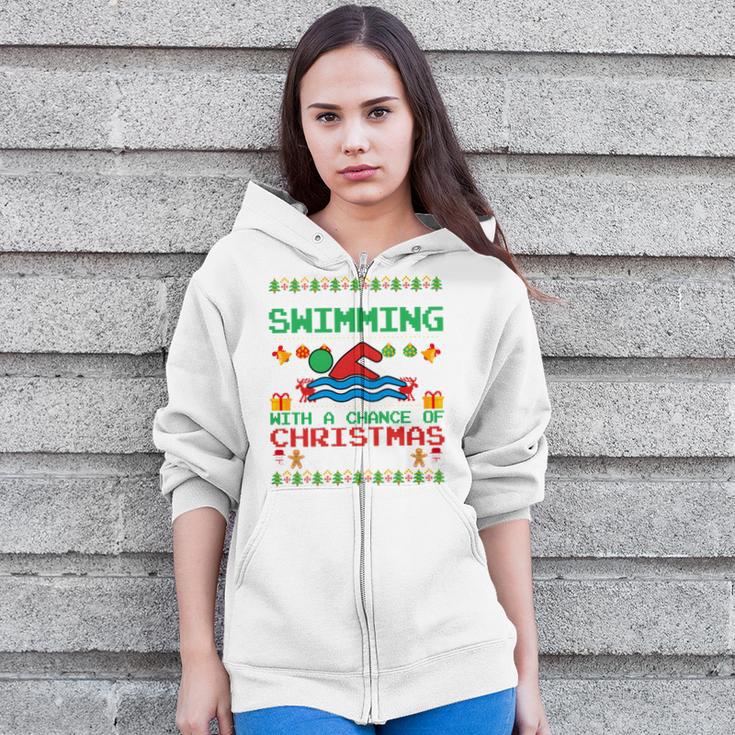 Swimming Christmas Party Swim Swimmer Christmas Ugly Style Zip Up Hoodie Swimming Christmas Party Swim Swimmer Christmas Ugly Style Zip Up Hoodie