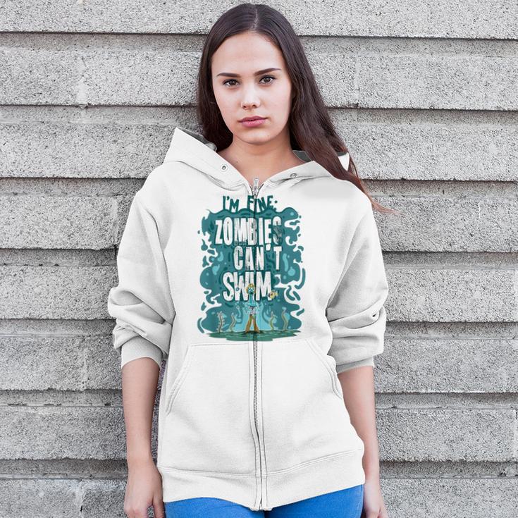 Swimming Quote Zombies Can't Swim For Swimmer Zip Up Hoodie Swimming Quote Zombies Can't Swim For Swimmer Zip Up Hoodie
