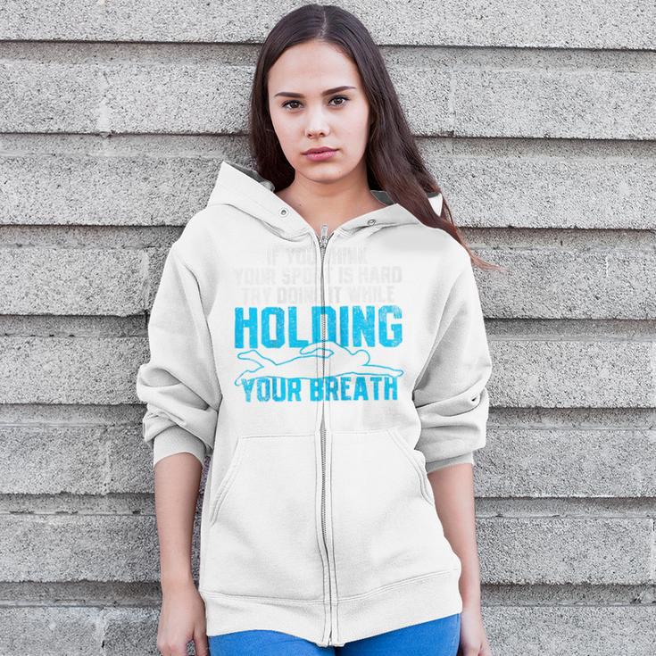 Swimming Swimmer Raglan Baseball Tee Zip Up Hoodie