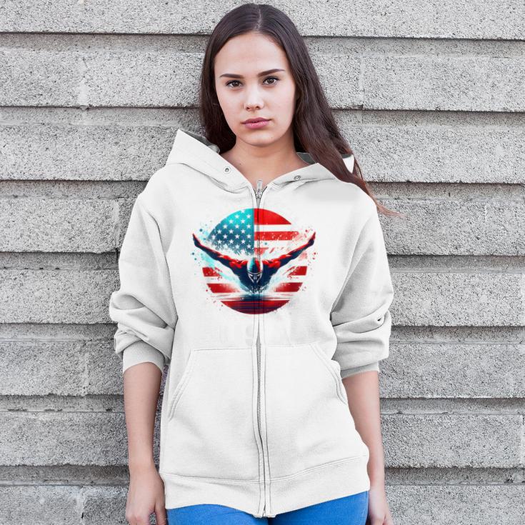 Swimming United States Shirt With American Flag Swimming Zip Up Hoodie