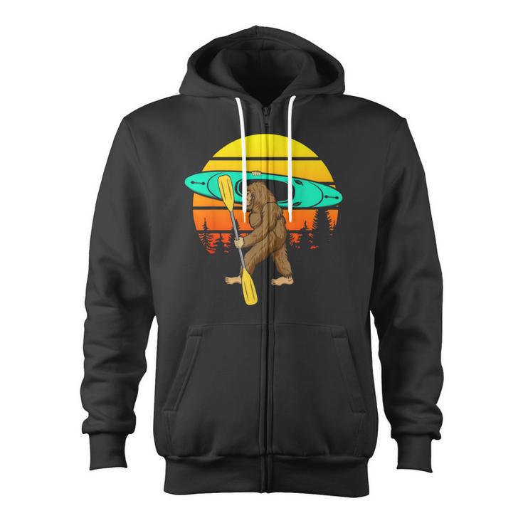 Bigfoot Kayak Paddling Lake Rafts Inflatable Canoe Sasquatch Zip Up Hoodie