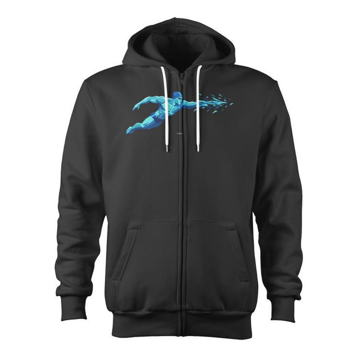 Blue Water Swimming In Freestyle Stroke Zip Up Hoodie