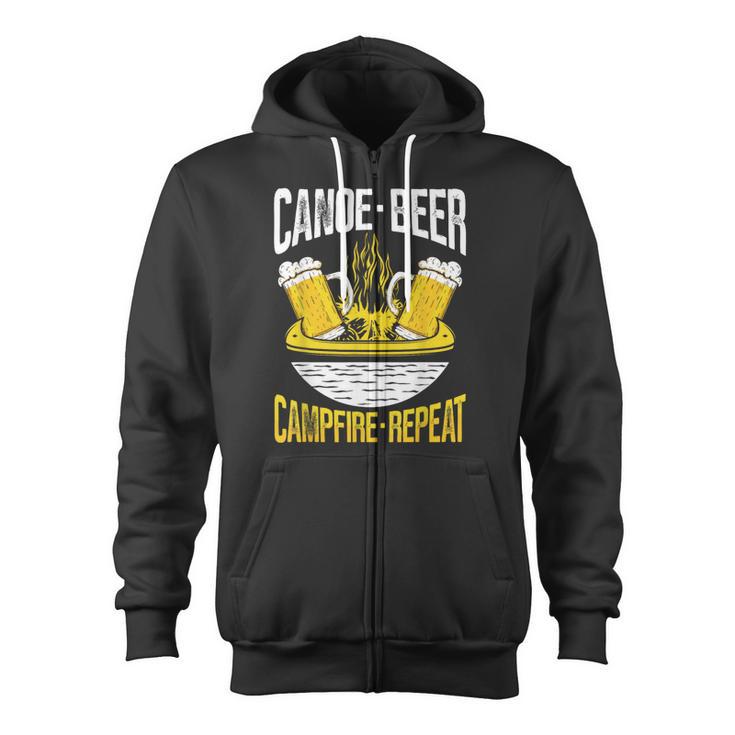 Canoe Beer Campfire Repeat Kayak Canoe Zip Up Hoodie