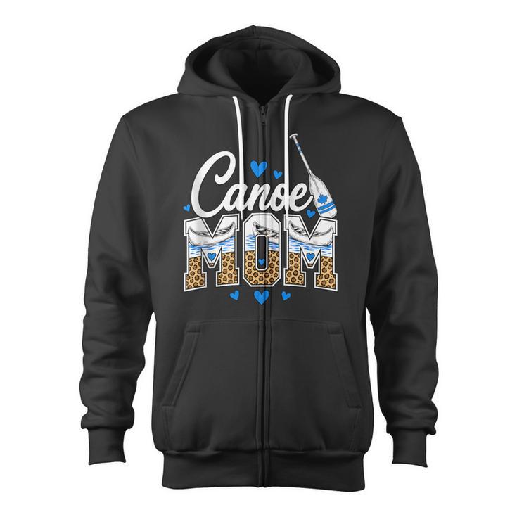 Canoe Mom Leopard Print Paddle River Lake Sport Mother Zip Up Hoodie