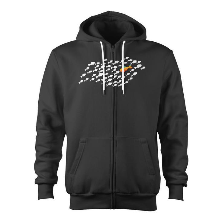 Fish Swimming Against The Current Be Yourself -Adults Kids Modern Casual Zip Up Hoodie