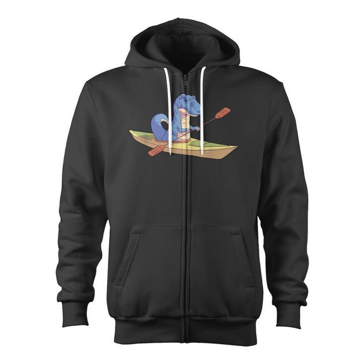 Kayak T Rex Dinosaur Canoe Shirt Kayak For Children Zip Up Hoodie