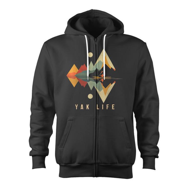 Kayak Vintage Retro Mountains Canoe Kayak Kayak Kayak Zip Up Hoodie