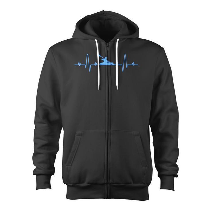 Kayaking Heartbeat Shirt Cool Canoe Boating Kayaks Zip Up Hoodie
