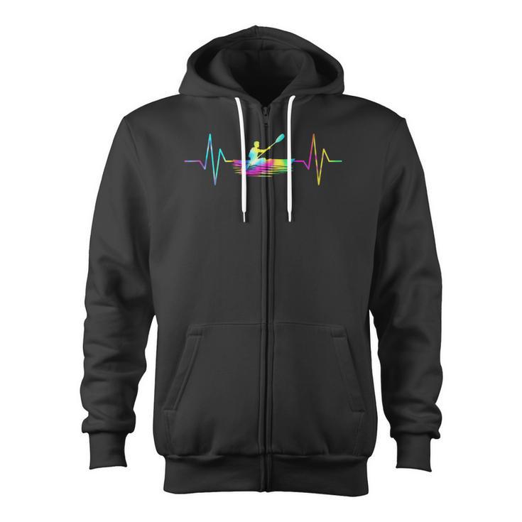 Kayaking Heartbeat Tie Dye Canoe Boating Kayaks Zip Up Hoodie