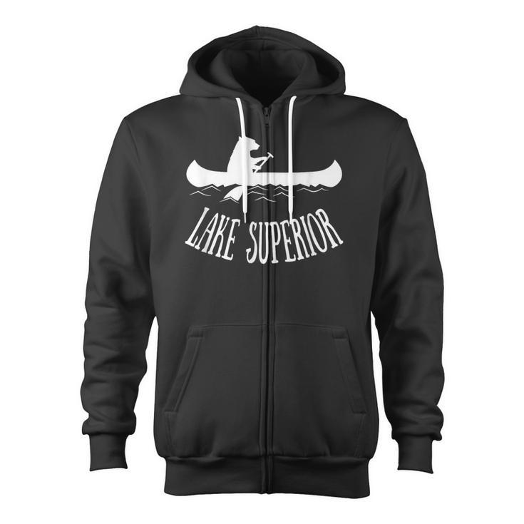 Lake Superior  Bear Canoe Upper Peninsula For Yooper Zip Up Hoodie