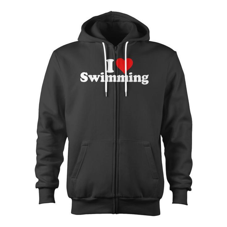 I LOVE HEART SWIMMING Zip Up Hoodie