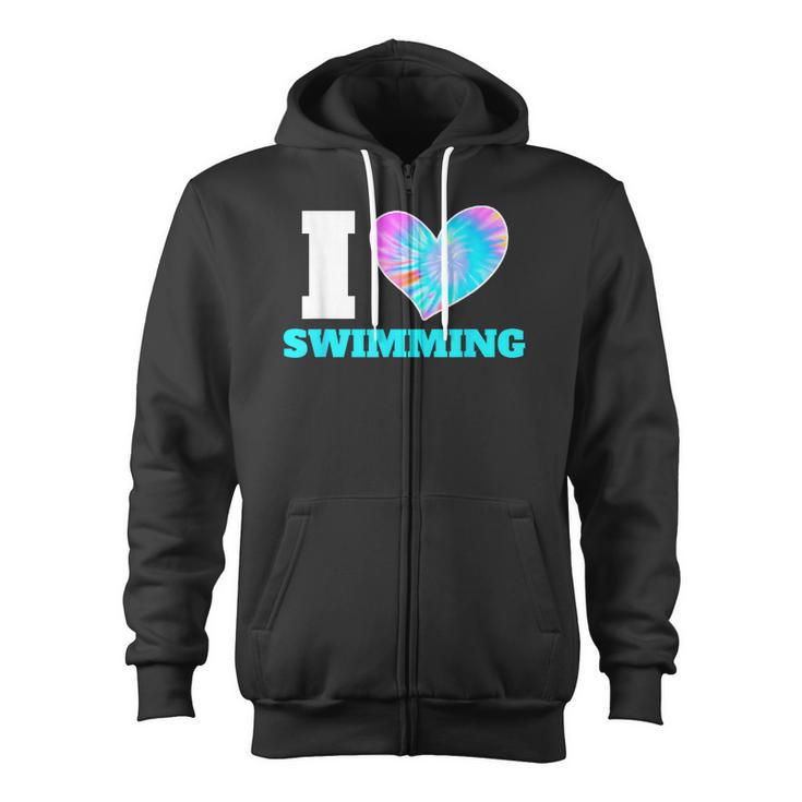 I Love Swimming Swimmer Swim Zip Up Hoodie